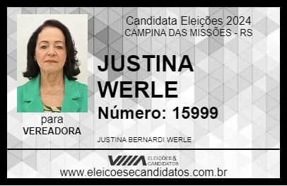 Candidato JUSTINA WERLE 2024 - CAMPINA DAS MISSÕES - Eleições