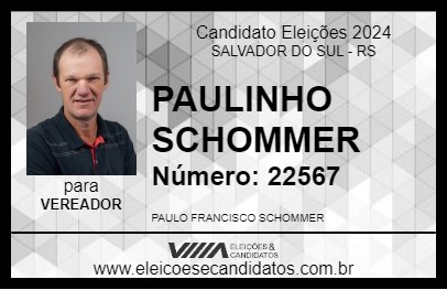 Candidato PAULINHO SCHOMMER 2024 - SALVADOR DO SUL - Eleições