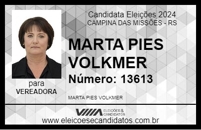 Candidato MARTA PIES VOLKMER 2024 - CAMPINA DAS MISSÕES - Eleições