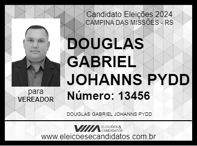 Candidato DOUGLAS GABRIEL JOHANNS PYDD 2024 - CAMPINA DAS MISSÕES - Eleições