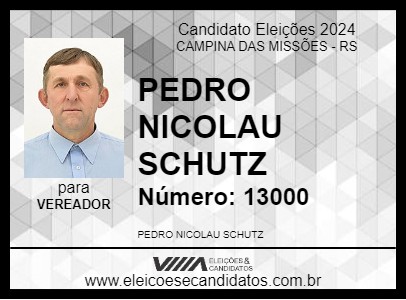 Candidato PEDRO NICOLAU SCHUTZ 2024 - CAMPINA DAS MISSÕES - Eleições