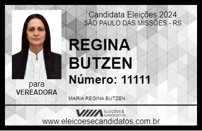 Candidato REGINA BUTZEN 2024 - SÃO PAULO DAS MISSÕES - Eleições