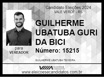 Candidato GUILHERME UBATUBA GURI DA BICI 2024 - VALE VERDE - Eleições