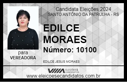 Candidato EDILCE MORAES 2024 - SANTO ANTÔNIO DA PATRULHA - Eleições