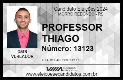 Candidato PROFESSOR THIAGO 2024 - MORRO REDONDO - Eleições