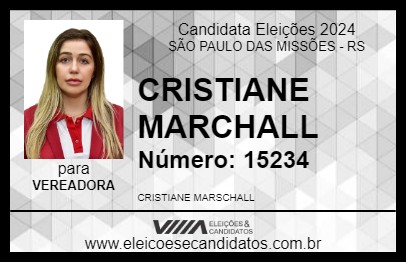 Candidato CRISTIANE MARCHALL 2024 - SÃO PAULO DAS MISSÕES - Eleições