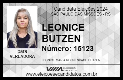 Candidato LEONICE BUTZEN 2024 - SÃO PAULO DAS MISSÕES - Eleições