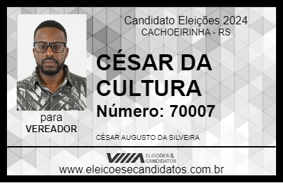 Candidato CÉSAR DA CULTURA 2024 - CACHOEIRINHA - Eleições