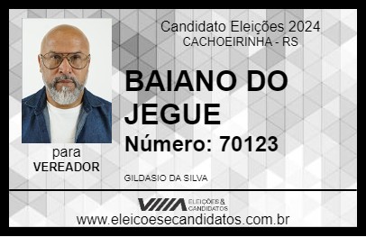 Candidato BAIANO DO JEGUE 2024 - CACHOEIRINHA - Eleições