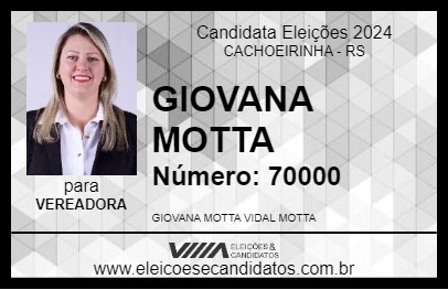 Candidato GIOVANA MOTTA 2024 - CACHOEIRINHA - Eleições