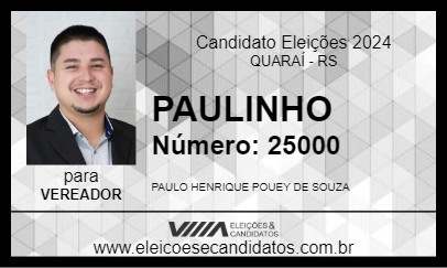 Candidato PAULINHO 2024 - QUARAÍ - Eleições