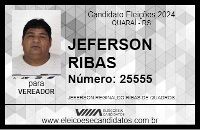 Candidato JEFERSON RIBAS 2024 - QUARAÍ - Eleições