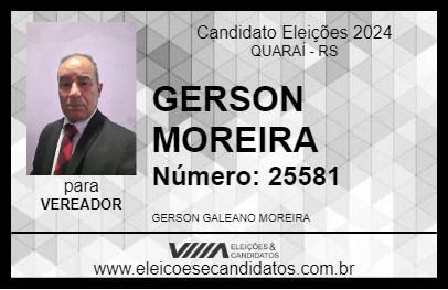 Candidato GERSON  MOREIRA 2024 - QUARAÍ - Eleições