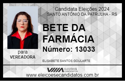 Candidato BETE DA FARMÁCIA 2024 - SANTO ANTÔNIO DA PATRULHA - Eleições