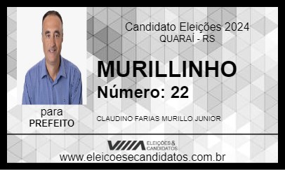 Candidato MURILLINHO 2024 - QUARAÍ - Eleições