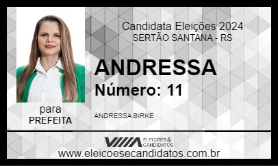 Candidato ANDRESSA 2024 - SERTÃO SANTANA - Eleições