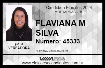 Candidato FLAVIANA M SILVA 2024 - MOSTARDAS - Eleições