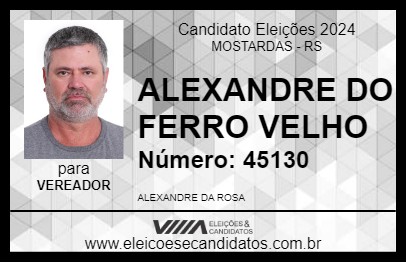 Candidato ALEXANDRE DO FERRO VELHO 2024 - MOSTARDAS - Eleições