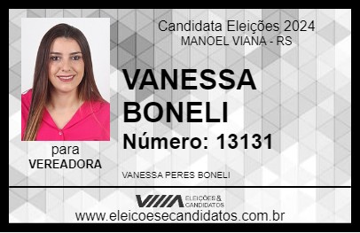 Candidato VANESSA BONELI 2024 - MANOEL VIANA - Eleições