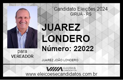 Candidato JUAREZ LONDERO 2024 - GIRUÁ - Eleições