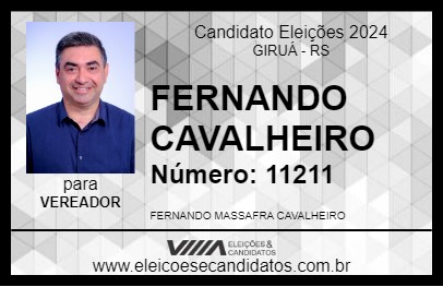 Candidato FERNANDO CAVALHEIRO 2024 - GIRUÁ - Eleições