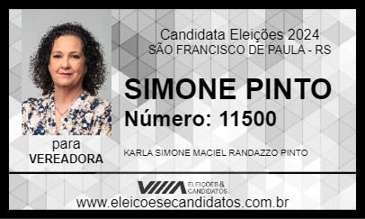 Candidato SIMONE PINTO 2024 - SÃO FRANCISCO DE PAULA - Eleições