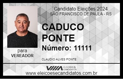 Candidato CADUCO PONTE 2024 - SÃO FRANCISCO DE PAULA - Eleições