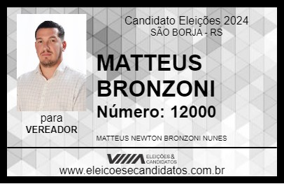 Candidato MATTEUS BRONZONI 2024 - SÃO BORJA - Eleições