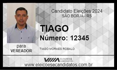 Candidato TIAGO 2024 - SÃO BORJA - Eleições