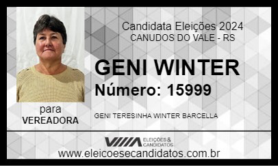 Candidato GENI WINTER 2024 - CANUDOS DO VALE - Eleições