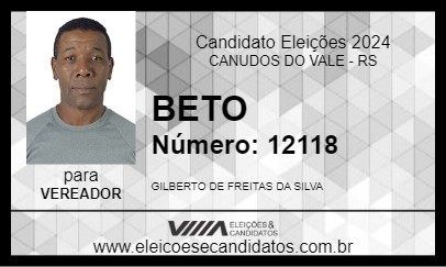 Candidato BETO 2024 - CANUDOS DO VALE - Eleições