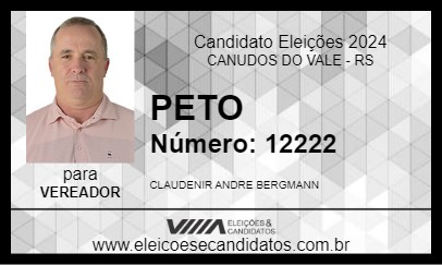 Candidato PETO 2024 - CANUDOS DO VALE - Eleições