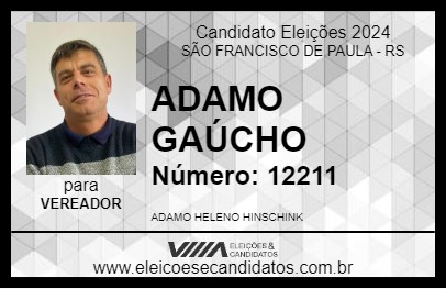 Candidato ADAMO GAÚCHO 2024 - SÃO FRANCISCO DE PAULA - Eleições