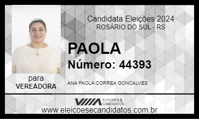 Candidato PAOLA 2024 - ROSÁRIO DO SUL - Eleições