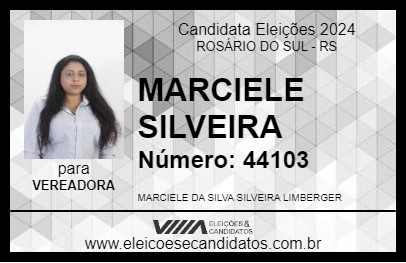 Candidato MARCIELE SILVEIRA 2024 - ROSÁRIO DO SUL - Eleições