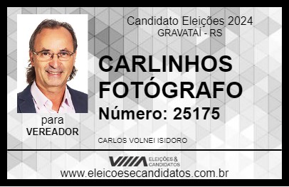 Candidato CARLINHOS FOTÓGRAFO 2024 - GRAVATAÍ - Eleições