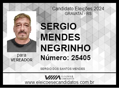 Candidato SERGIO MENDES NEGRINHO 2024 - GRAVATAÍ - Eleições