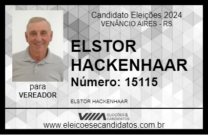 Candidato ELSTOR HACKENHAAR 2024 - VENÂNCIO AIRES - Eleições