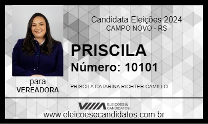 Candidato PRISCILA 2024 - CAMPO NOVO - Eleições