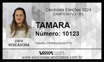 Candidato TAMARA 2024 - CAMPO NOVO - Eleições