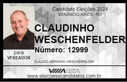 Candidato CLAUDINHO WESCHENFELDER 2024 - VENÂNCIO AIRES - Eleições