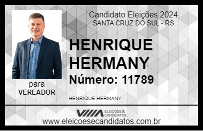 Candidato HENRIQUE HERMANY 2024 - SANTA CRUZ DO SUL - Eleições