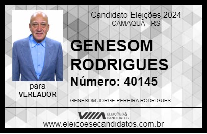 Candidato GENESOM RODRIGUES 2024 - CAMAQUÃ - Eleições