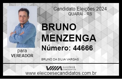 Candidato BRUNO MENZENGA 2024 - QUARAÍ - Eleições