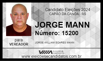 Candidato JORGE MANN 2024 - CAPÃO DA CANOA - Eleições