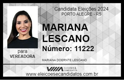 Candidato MARIANA LESCANO 2024 - PORTO ALEGRE - Eleições