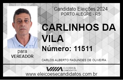 Candidato CARLINHOS DA VILA 2024 - PORTO ALEGRE - Eleições