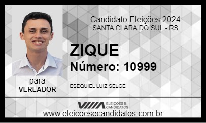 Candidato ZIQUE 2024 - SANTA CLARA DO SUL - Eleições