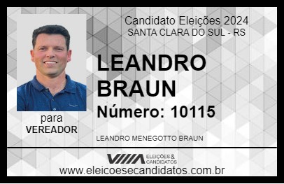 Candidato LEANDRO BRAUN 2024 - SANTA CLARA DO SUL - Eleições