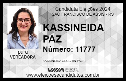 Candidato KASSINEIDA PAZ 2024 - SÃO FRANCISCO DE ASSIS - Eleições